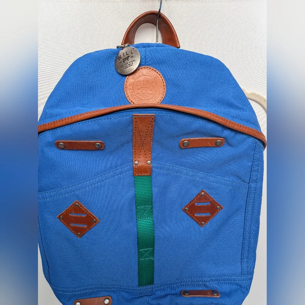 Will Leather Goods Colorblock Blue Leather Accent Backpack